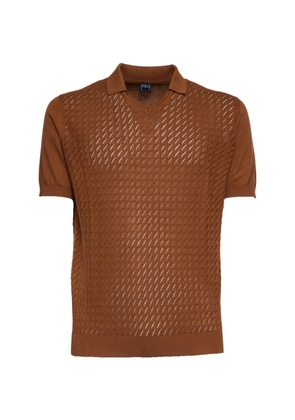 Fedeli Felipe Giza V-neck textured T-shirt - Brown