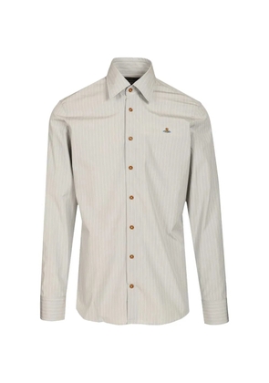 Vivienne Westwood Ghost pinstripe-logo shirt - Grey