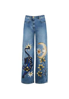 FARM Rio star moon print trousers - Blue