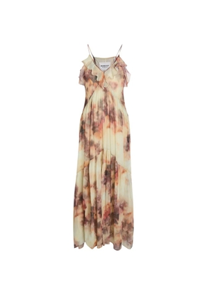 Etoile ruffled-neck printed dress - Neutrals