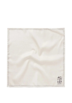 Brunello Cucinelli logo-print pocket square - Neutrals