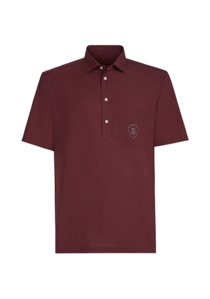 Brunello Cucinelli virgin wool poplin polo shirt with chest pocket and logo - Red