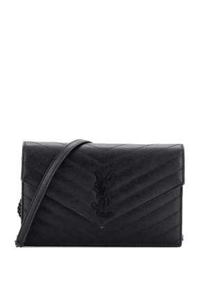 Saint Laurent Pre-Owned Classic Monogram Wallet on Chain Matelasse Chevron Leather Small crossbody bag - Black