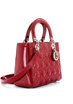 Christian Dior Pre-Owned Lady Dior NM Bag Cannage Quilt Patent Medium satchel - Red