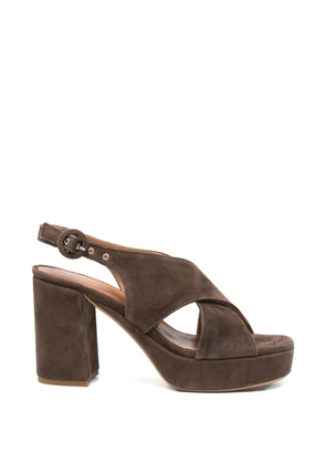 Julie Dee crisscross-strap platform-heel sandals - Brown
