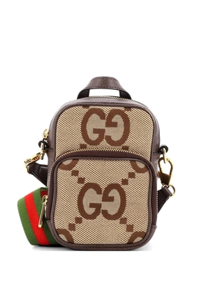 Gucci Pre-Owned Front Pocket Web Jumbo GG Canva Mini crossbody bag - Brown
