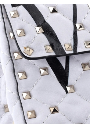 Valentino Garavani Pre-Owned VLTN Rockstud Spike Flap Bag Quilted Leather Medium shoulder bag - White