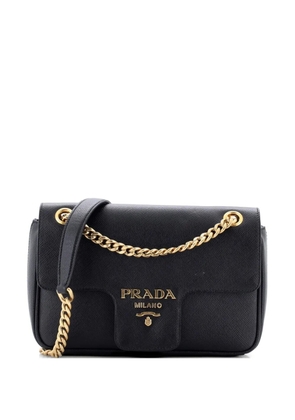 Prada Pre-Owned Pattina Flap Shoulder Bag Saffiano Leather Small crossbody bag - Black