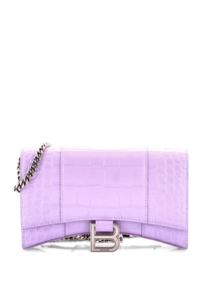 Balenciaga Pre-Owned Hourglass Chain Wallet Crocodile Embossed Leather clutch bag - Purple
