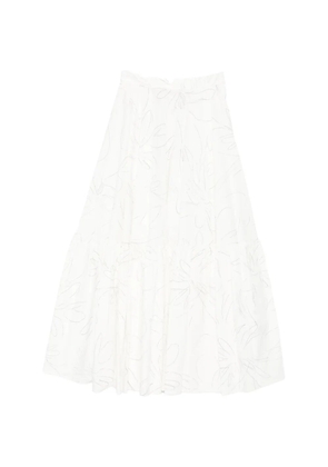 Plan C floral-print tiered maxi skirt - White