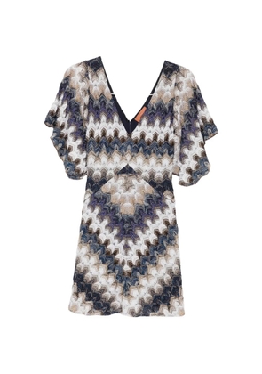 Missoni V-neck chevron mini dress - White