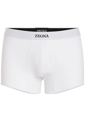 Zegna waistband-logo cotton boxers - White