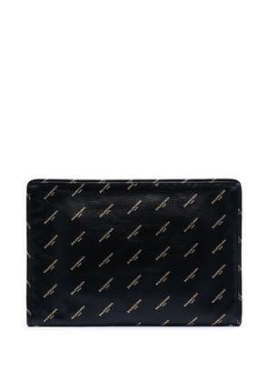 Balenciaga Pre-Owned 2017 Lambskin Allover Logo Zip Pouch clutch bag - Black