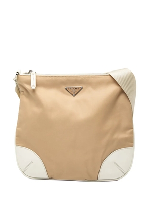 Prada Pre-Owned 2013-2025 Leather Trimmed Tessuto Zip Top crossbody bag - White