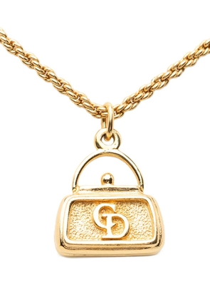 Christian Dior Pre-Owned 1980-1900 Gold Plated CD Logo Bag Pendant Necklace costume necklace