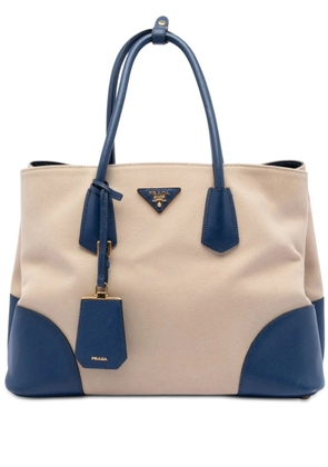 Prada Pre-Owned 2010-2025 Large Canapa and Saffiano Double satchel - Blue