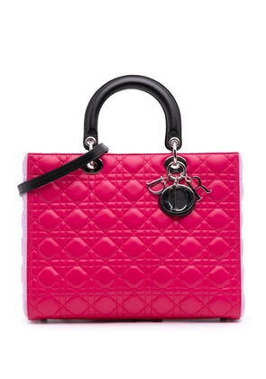 Christian Dior Pre-Owned 2014 Large Tricolor Lambskin Cannage Lady Dior satchel - Pink