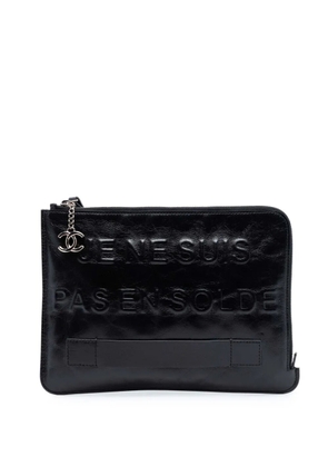 CHANEL Pre-Owned 2014-2015 Distressed Calfskin Je Ne Suis Pas En Solde clutch bag - Black