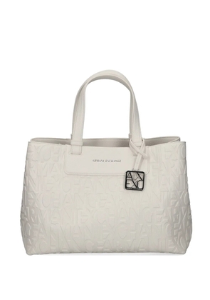 Armani Exchange embossed-logo tote bag - White