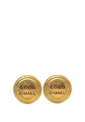 CHANEL Pre-Owned 1994 Gold Plated Logo Button Clip On Earrings costume earrings