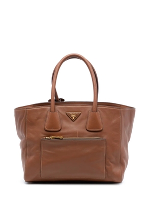 Prada Pre-Owned 2010-2026 Soft Calf Front Pocket Open Convertible Tote satchel - Brown