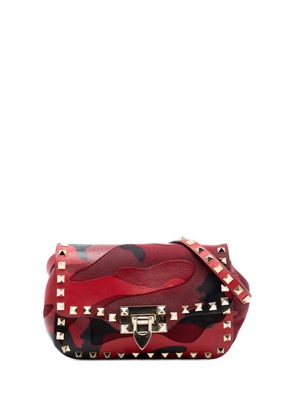 Valentino Garavani Pre-Owned 2000-2017 Mini Nappa and Canvas Camouflage Rockstud Flap crossbody bag - Red