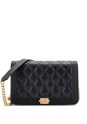 CHANEL Pre-Owned Boy Wallet on Chain Quilted Caviar crossbody bag - Black