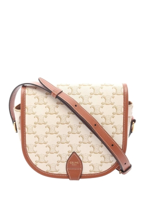 Celine Pre-Owned 2021-2026 Medium Triomphe Coated Canvas Folco crossbody bag - White