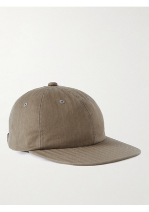 Beams Plus - Leather-Trimmed Herringbone Cotton Cap - Men - Green