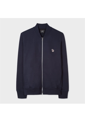 PS Paul Smith Navy Zebra Logo Organic Cotton Bomber Jacket Blue