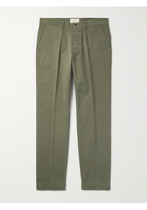 Officine Générale - Straight-Leg Garment-Dyed Cotton-Twill Trousers - Men - Green - IT 44