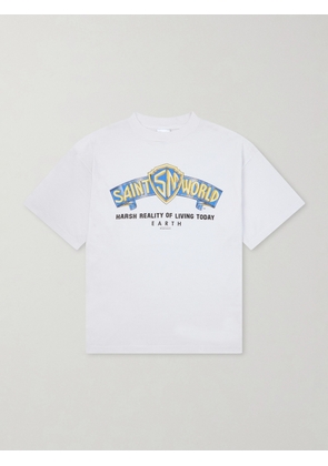 SAINT MXXXXXX - Saint World Logo-Print Cotton-Jersey T-shirt - Men - White - S