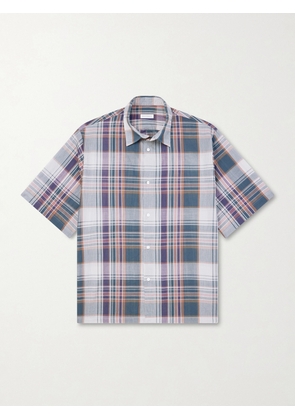 Kaptain Sunshine - Checked Cotton-Gauze Shirt - Men - Green - 1