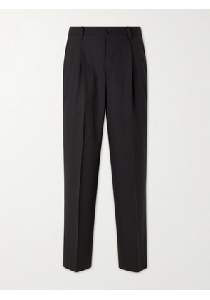 Kaptain Sunshine - Straight-Leg Pleated Wool-Poplin Trousers - Men - Black - 1