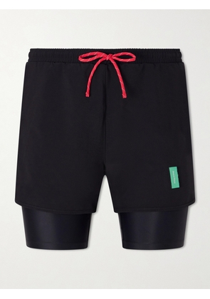 DISTRICT VISION - Straight-Leg Layered Logo-Appliquéd Shell Shorts - Men - Black - S