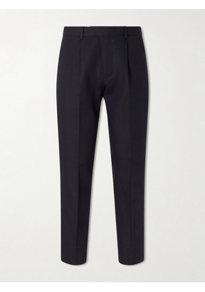 Zegna - Straight-Leg Pleated Cotton and Linen-Blend Trousers - Men - Blue - IT 46