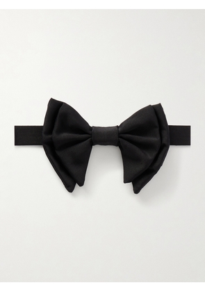 De Petrillo - Pre-Tied Silk and Cotton-Blend Twill Bow-Tie - Men - Black
