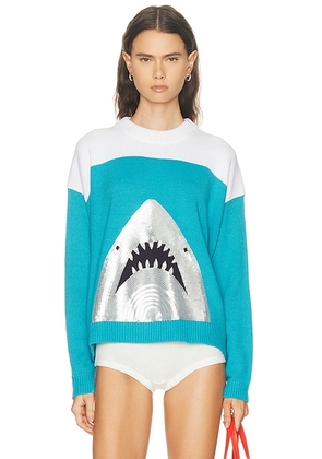 Staud Reya Sweater in Great White - Teal. Size L (also in M, S, XS).