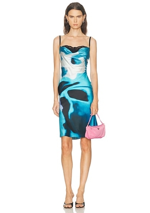 Staud Evangeline Silk Dress in Blue Haze - Blue,Black. Size 0 (also in 2, 4, 6, 8).