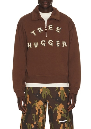 Story mfg. Geo Pullover in Brown Tree Hugger - Brown. Size L (also in M, S, XL/1X).