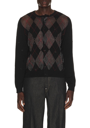 Spencer Badu Black Knit Cardigan in Black - Black. Size L (also in M, S, XL/1X).