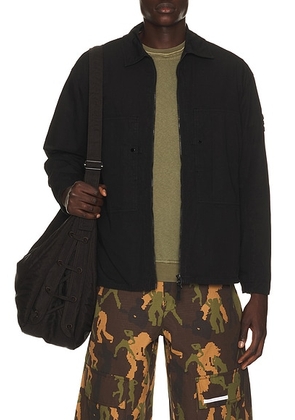 Stone Island Garment Dyed Cotton Ripstop Overshirt in Black - Black. Size M (also in L, S, XL/1X, XXL/2X).