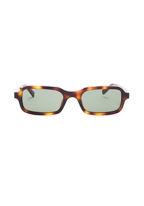 Saint Laurent SL Logo Rectangular Sunglasses in Havana & Green - Brown. Size all.