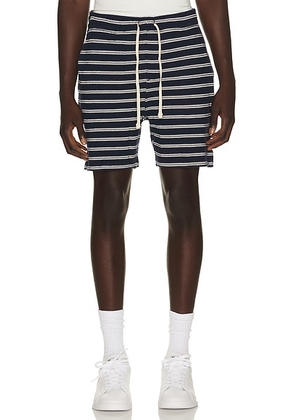 Polo Ralph Lauren Cotton Club Bar Stripe Textured Pull On Short in Newport Navy Pale Cream - Navy. Size L (also in M, S, XL/1X, XXL/2X).