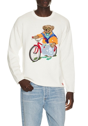 Polo Ralph Lauren Long Sleeve Cotton Novelty Harbor Island Bear Rollneck Sweater in Deckwash White - White. Size L (also in M, S, XL/1X, XXL/2X).