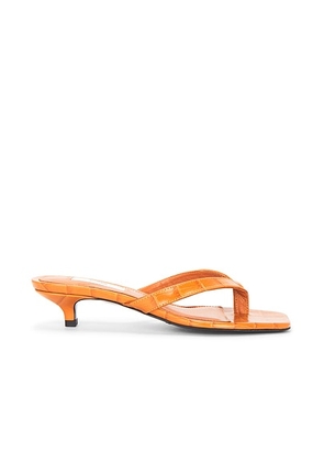 Toteme Croco Embossed Heeled Flip Flop in Tangerine - Orange. Size 36 (also in 37, 38, 39, 40, 41).