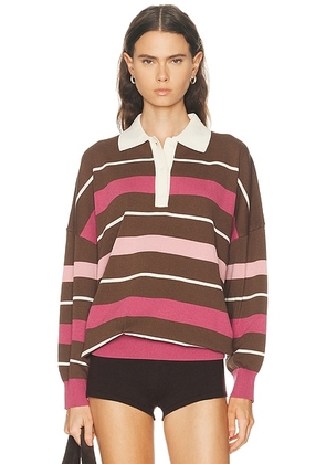 SEROYA Taby Sweater in Sable Stripe - Brown,Pink. Size L (also in M, S, XS).