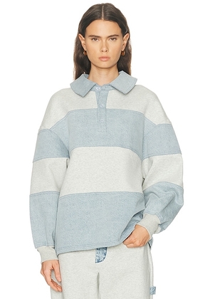 SEROYA Cher Top in Light Grey & Coastline - Light Grey,Blue. Size L (also in M, S, XL, XS).