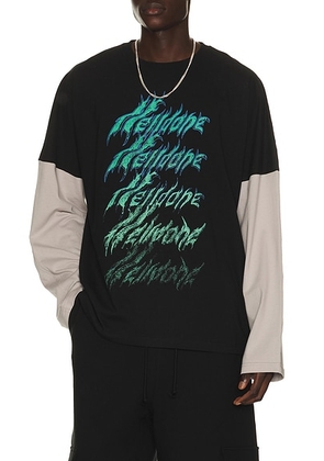 WE11DONE Crayon Multi Logo Long-Sleeved T-Shirt in Black - Black. Size L (also in M, S, XL/1X).