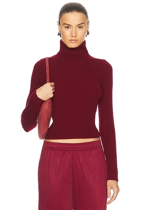Enza Costa Rib Turtleneck Sweater in Ruby - Burgundy. Size L (also in ).